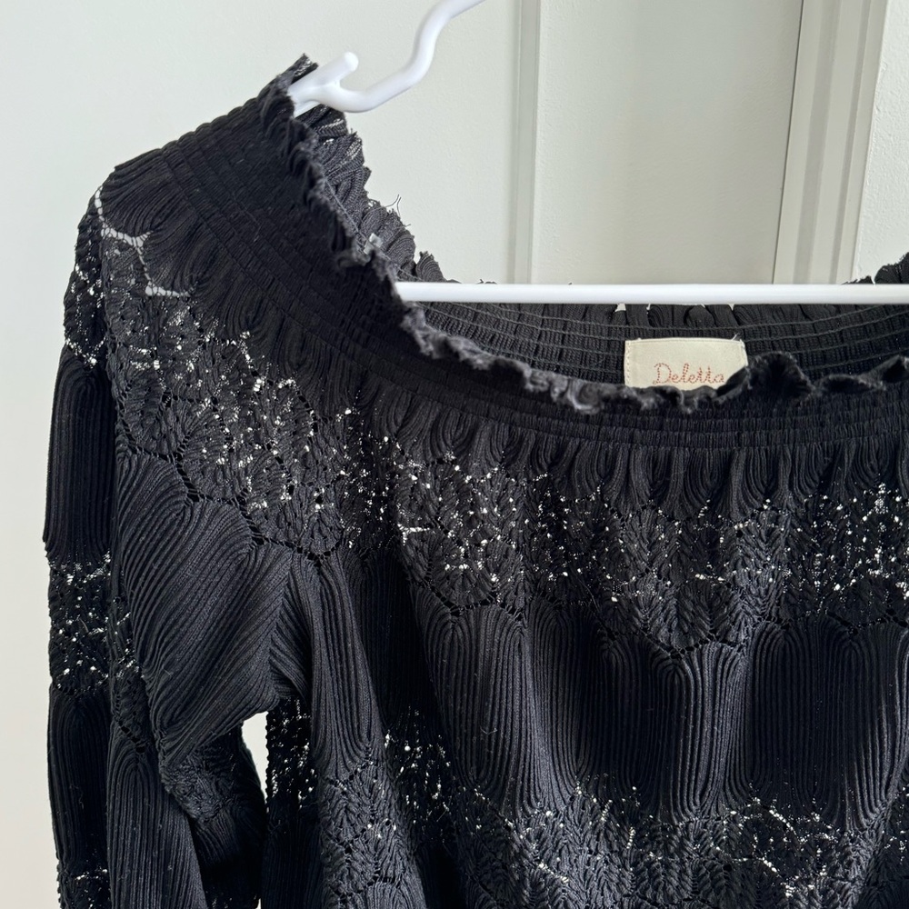 Deletta Black Lace Off-The-Shoulder Blouse - Size S (Anthropologie)